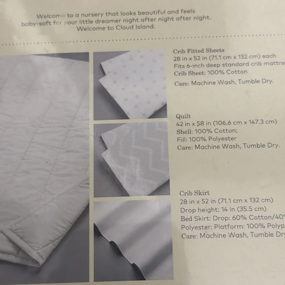 Cloud Island 4 Piece Crib Set Comforter Sheet Blanket Crib Skirt  Snowflake